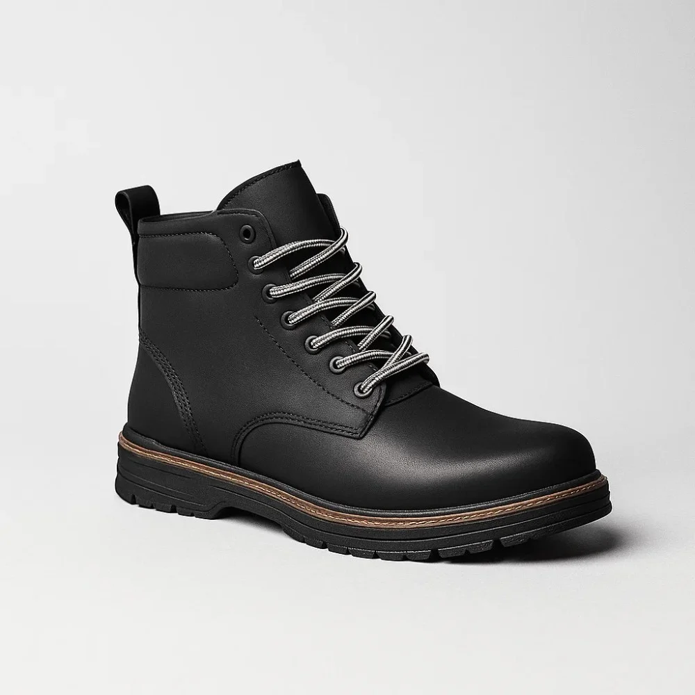 Alex Bens T2B-6072 чорні зимові черевики шкіра і вовна у стилі Dr. Martens