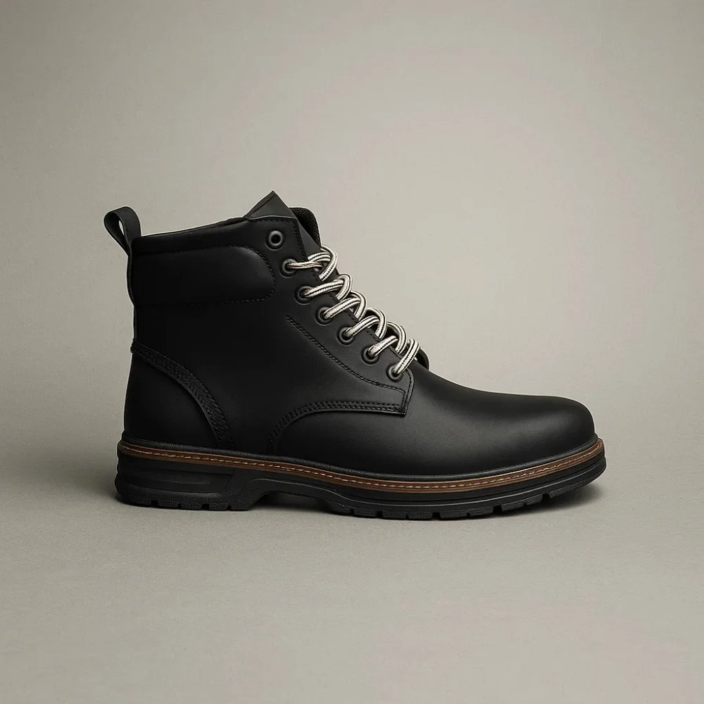 Alex Bens T2B-6072 чорні зимові черевики шкіра і вовна у стилі Dr. Martens