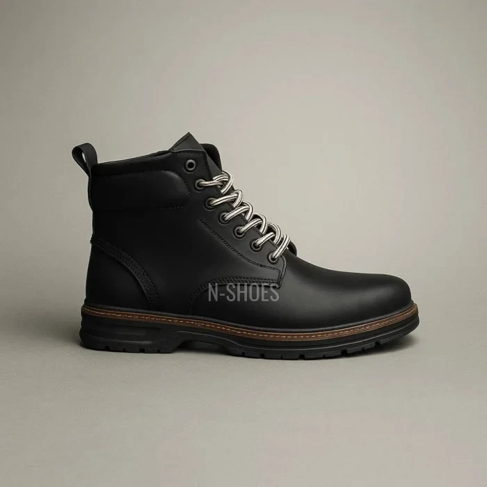 Alex Bens T2B-6072 чорні зимові черевики шкіра і вовна у стилі Dr. Martens