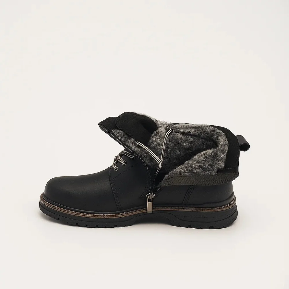 Alex Bens T2B-6072 чорні зимові черевики шкіра і вовна у стилі Dr. Martens