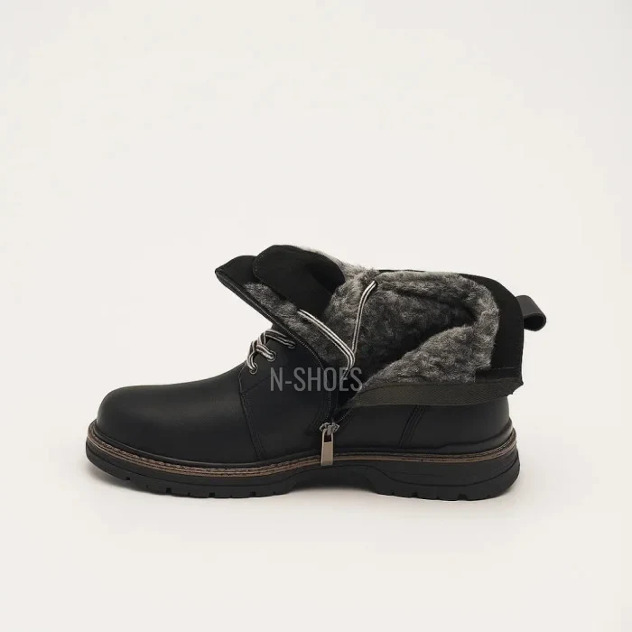 Alex Bens T2B-6072 чорні зимові черевики шкіра і вовна у стилі Dr. Martens