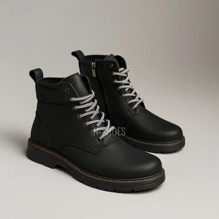 Alex Bens T2B-6072 чорні зимові черевики шкіра і вовна у стилі Dr. Martens