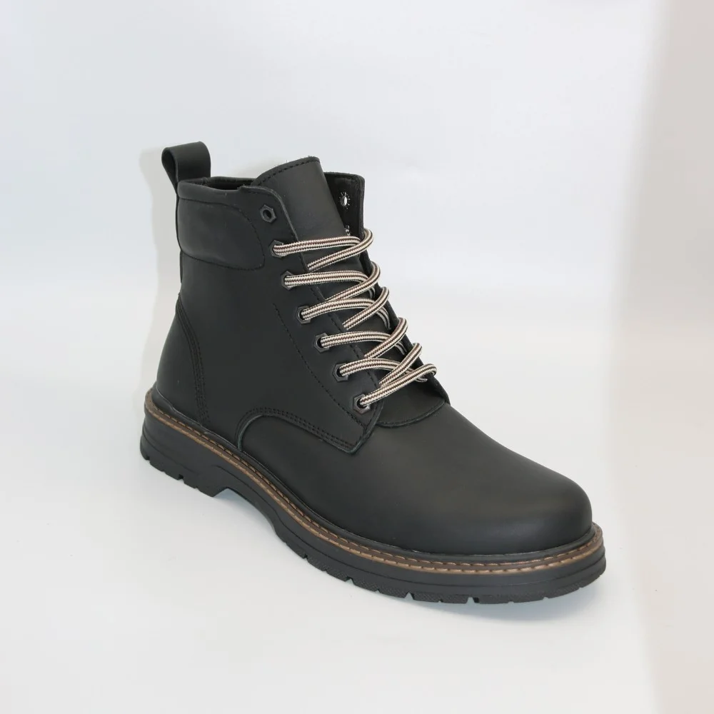 Alex Bens T2B-6072 чорні зимові черевики шкіра і вовна у стилі Dr. Martens