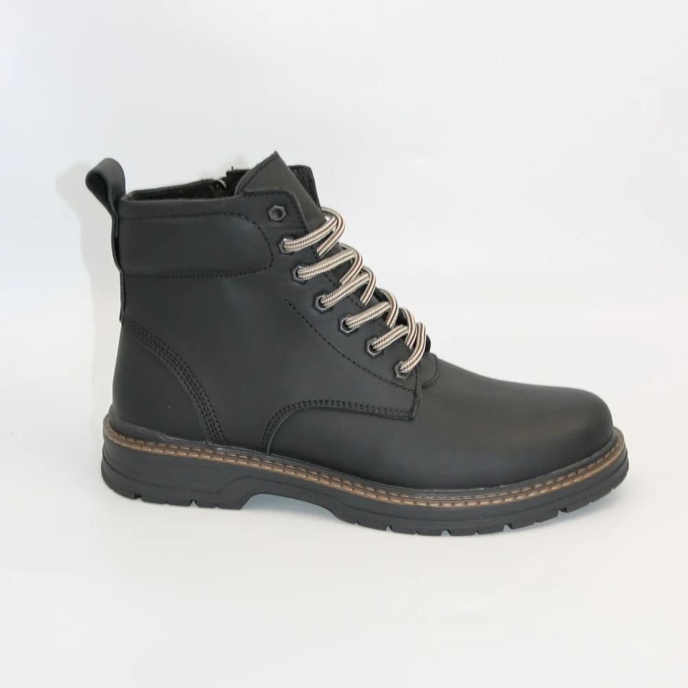Alex Bens T2B-6072 чорні зимові черевики шкіра і вовна у стилі Dr. Martens