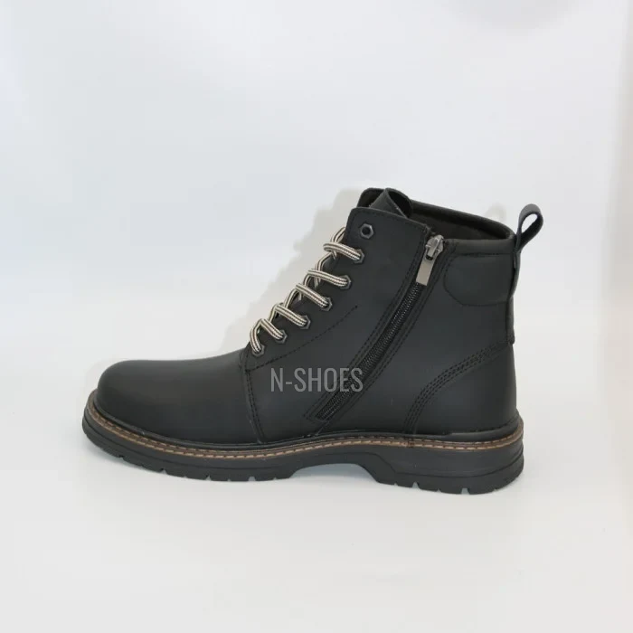 Alex Bens T2B-6072 чорні зимові черевики шкіра і вовна у стилі Dr. Martens