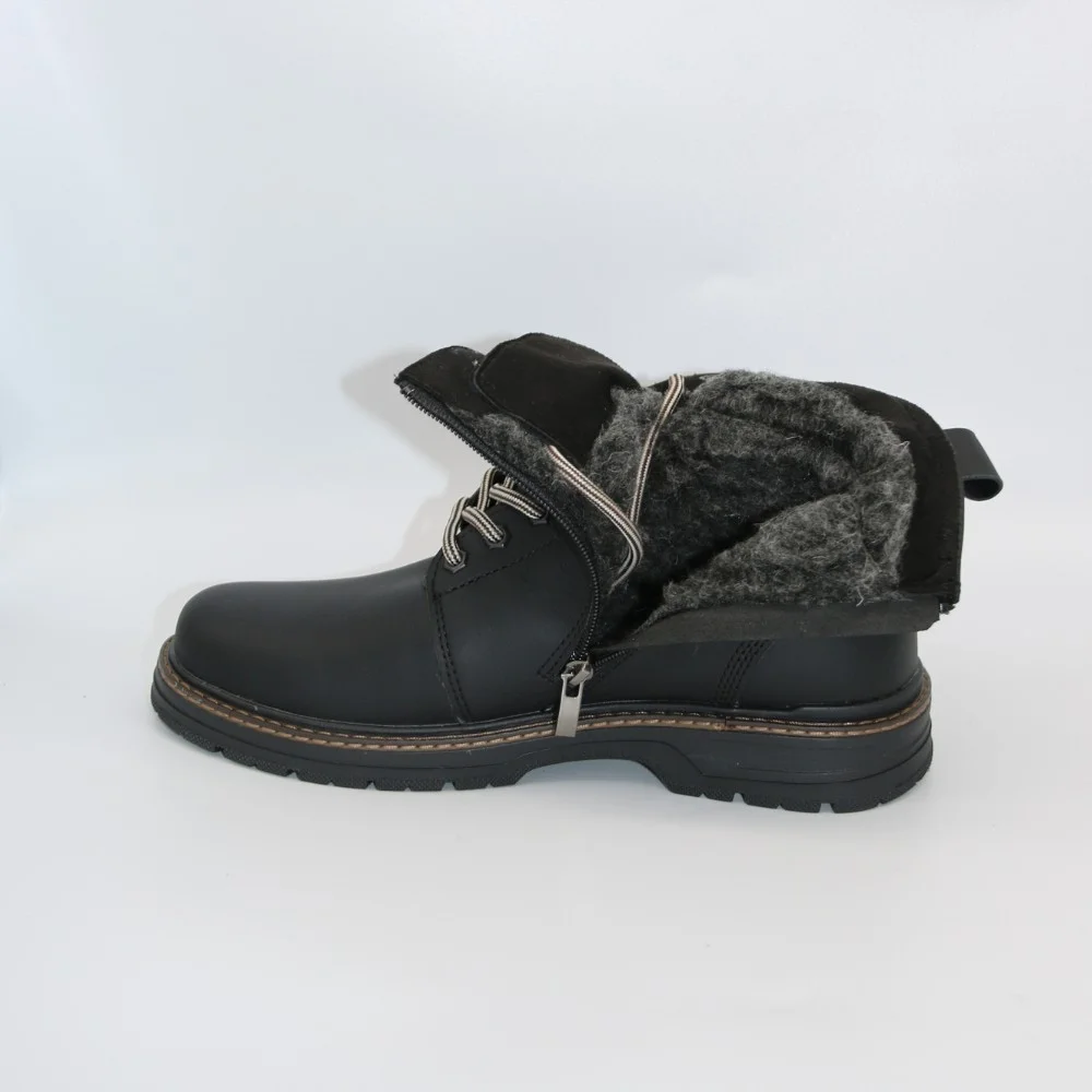 Alex Bens T2B-6072 чорні зимові черевики шкіра і вовна у стилі Dr. Martens
