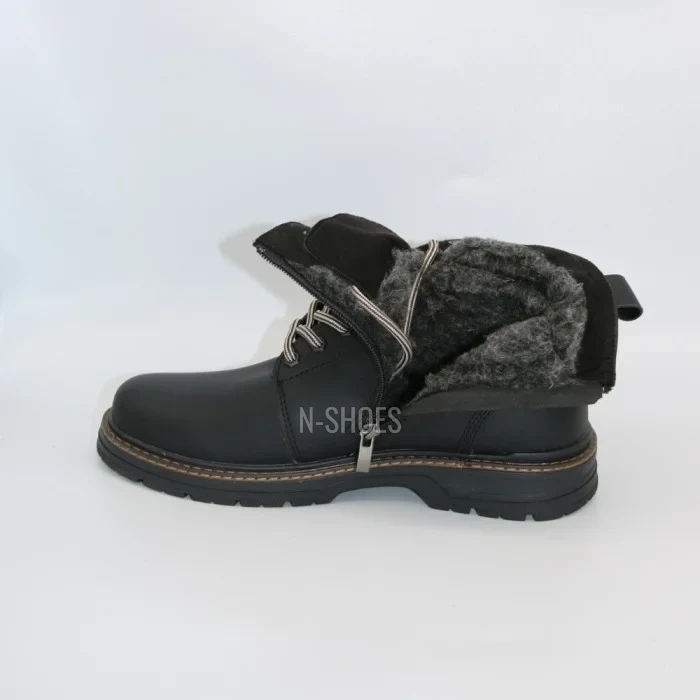 Alex Bens T2B-6072 чорні зимові черевики шкіра і вовна у стилі Dr. Martens