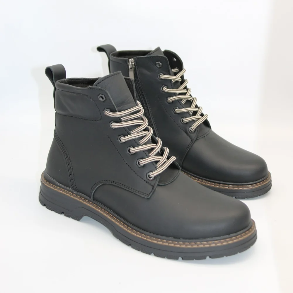 Alex Bens T2B-6072 чорні зимові черевики шкіра і вовна у стилі Dr. Martens