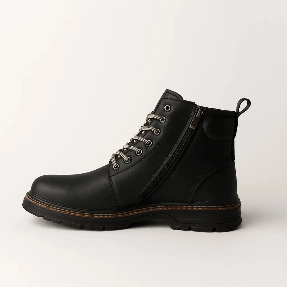 Alex Bens T2B-6072 чорні зимові черевики шкіра і вовна у стилі Dr. Martens