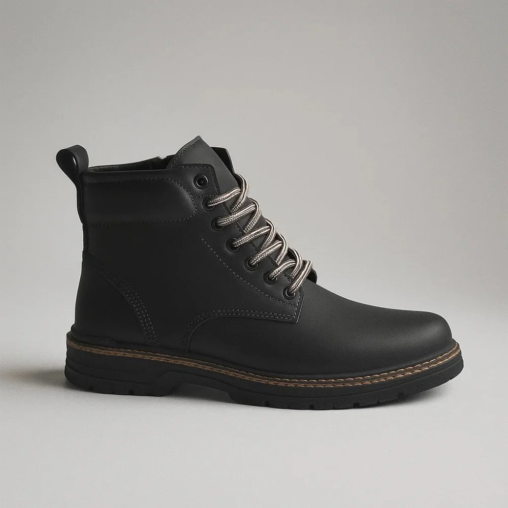 Alex Bens T2B-6072 чорні зимові черевики шкіра і вовна у стилі Dr. Martens