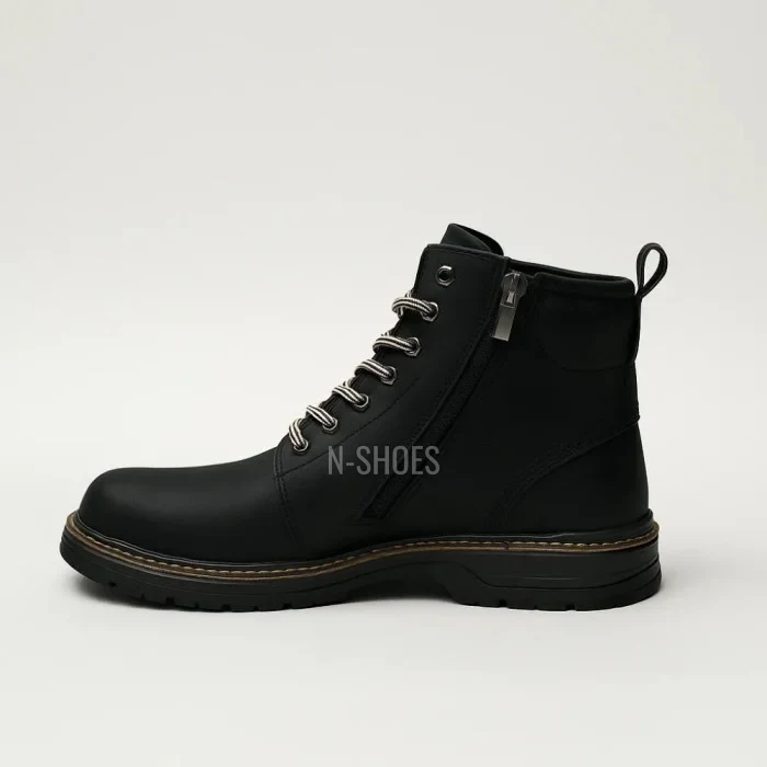 Alex Bens T2B-6072 чорні зимові черевики шкіра і вовна у стилі Dr. Martens