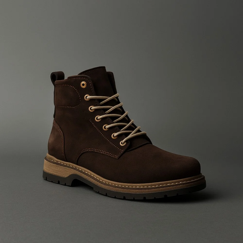 Чоловічі зимові черевики Alex Bens T3B-6073 з нубуку та вовни, коричневі в стилі Dr. Martens