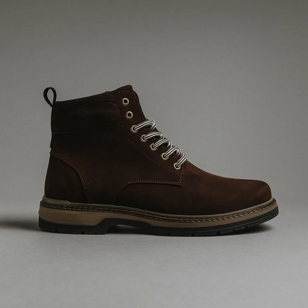 Чоловічі зимові черевики Alex Bens T3B-6073 з нубуку та вовни, коричневі в стилі Dr. Martens