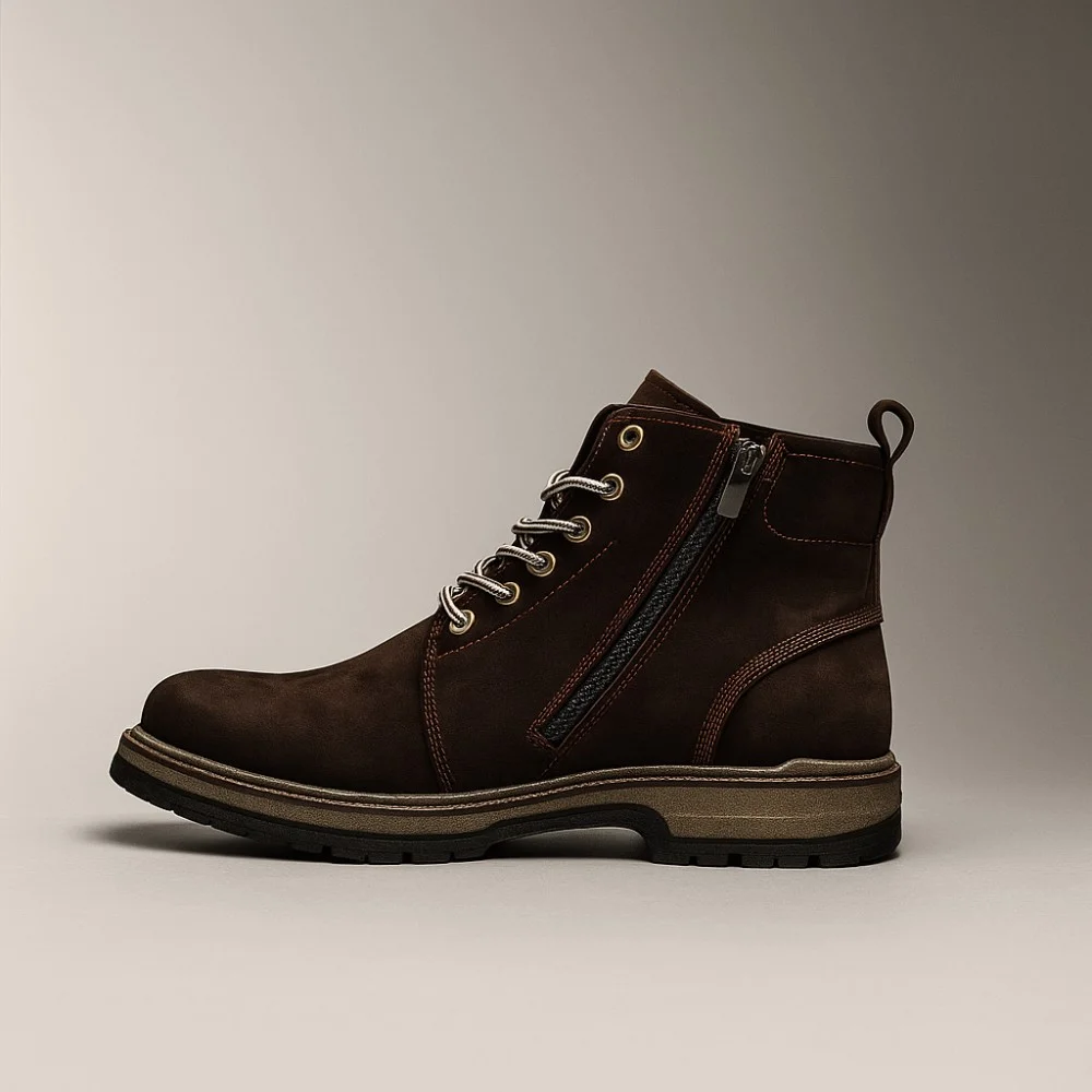 Чоловічі зимові черевики Alex Bens T3B-6073 з нубуку та вовни, коричневі в стилі Dr. Martens