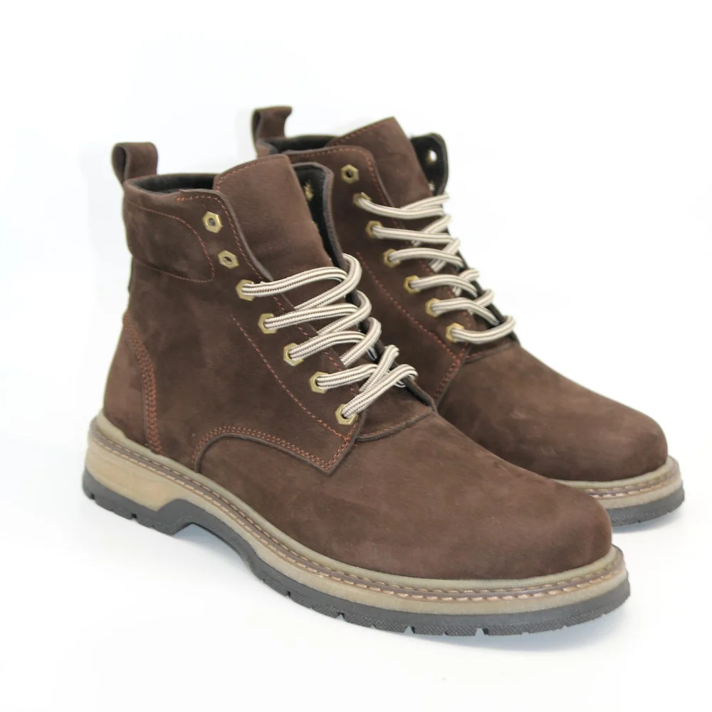 Чоловічі зимові черевики Alex Bens T3B-6073 з нубуку та вовни, коричневі в стилі Dr. Martens