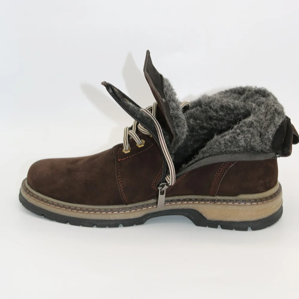 Чоловічі зимові черевики Alex Bens T3B-6073 з нубуку та вовни, коричневі в стилі Dr. Martens
