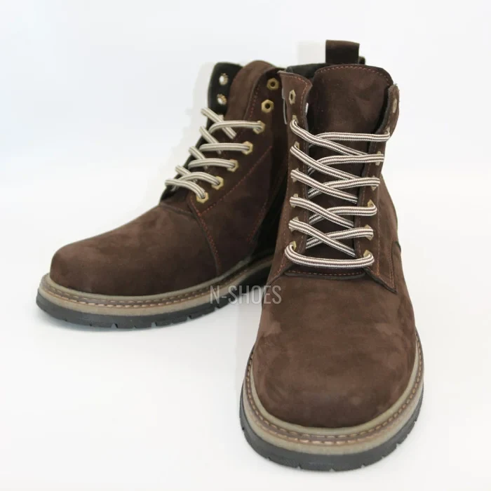 Чоловічі зимові черевики Alex Bens T3B-6073 з нубуку та вовни, коричневі в стилі Dr. Martens