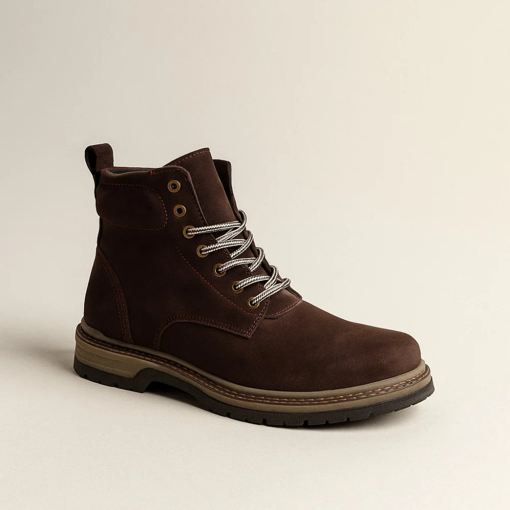 Чоловічі зимові черевики Alex Bens T3B-6073 з нубуку та вовни, коричневі в стилі Dr. Martens