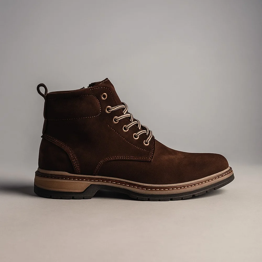 Чоловічі зимові черевики Alex Bens T3B-6073 з нубуку та вовни, коричневі в стилі Dr. Martens