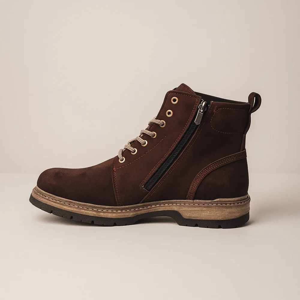 Чоловічі зимові черевики Alex Bens T3B-6073 з нубуку та вовни, коричневі в стилі Dr. Martens