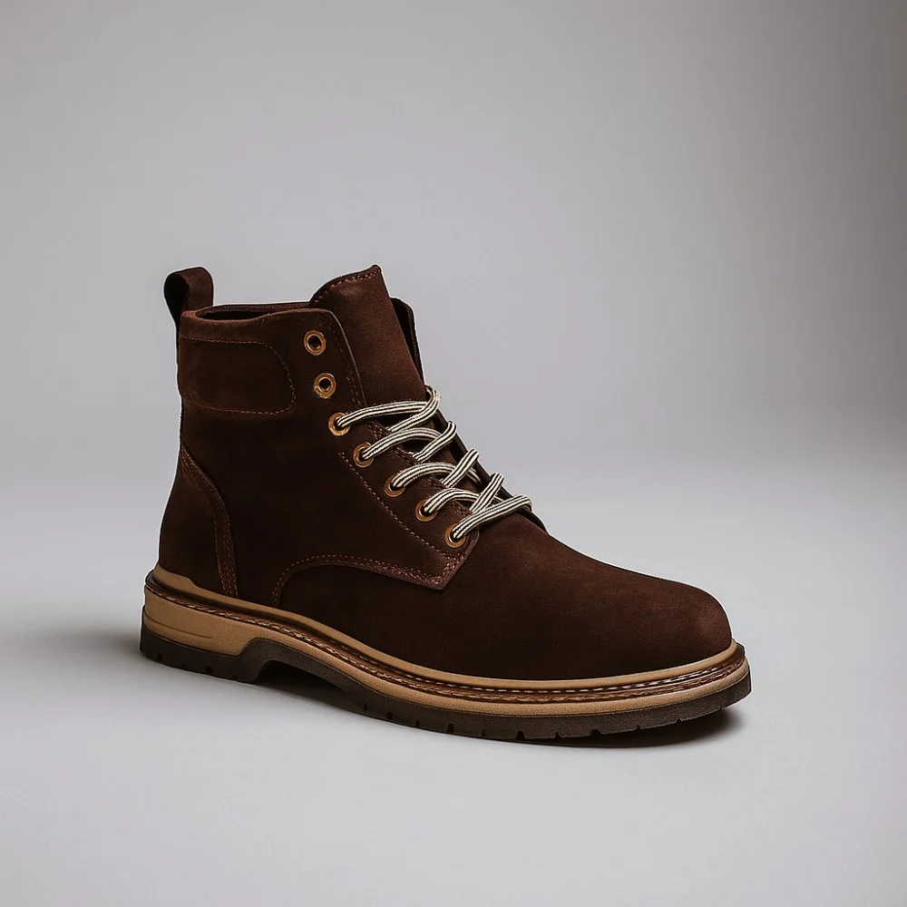 Чоловічі зимові черевики Alex Bens T3B-6073 з нубуку та вовни, коричневі в стилі Dr. Martens