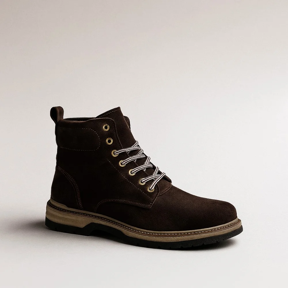 Чоловічі зимові черевики Alex Bens T3B-6073 з нубуку та вовни, коричневі в стилі Dr. Martens