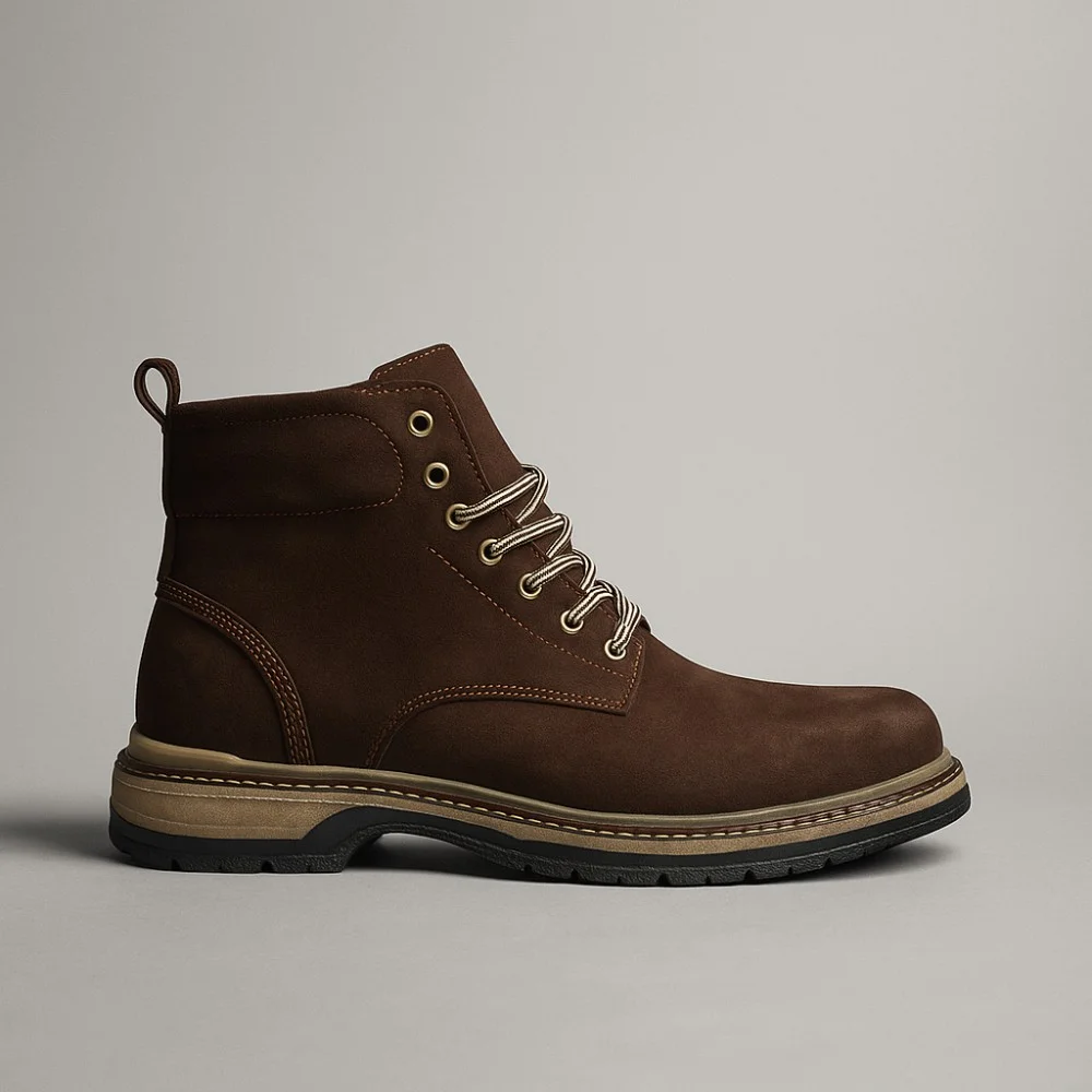 Чоловічі зимові черевики Alex Bens T3B-6073 з нубуку та вовни, коричневі в стилі Dr. Martens