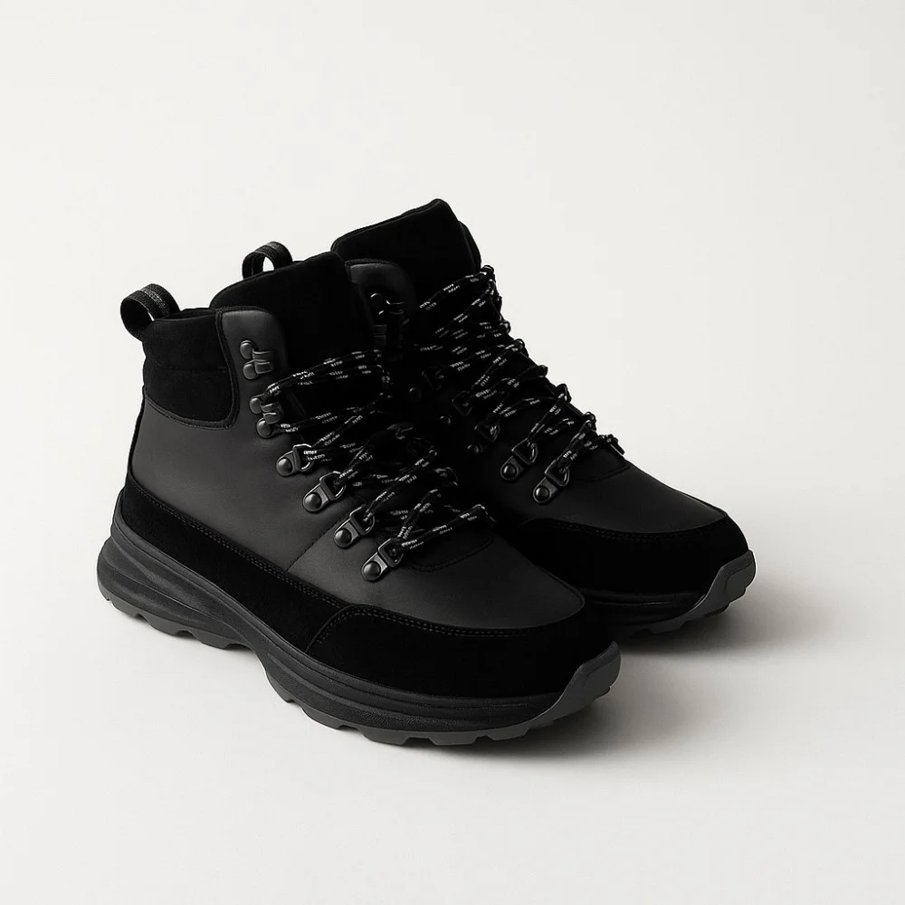 Чоловічі зимові черевики Alex Bens 01-col 6074 з натуральної шкіри та вовни, чорні у стилі Columbia Fairbanks и Badura Charlie