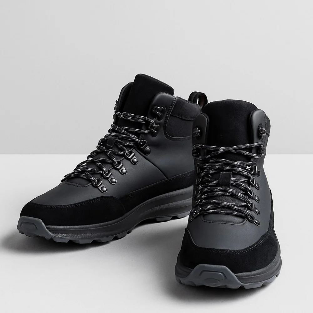 Чоловічі зимові черевики Alex Bens 01-col 6074 з натуральної шкіри та вовни, чорні у стилі Columbia Fairbanks и Badura Charlie