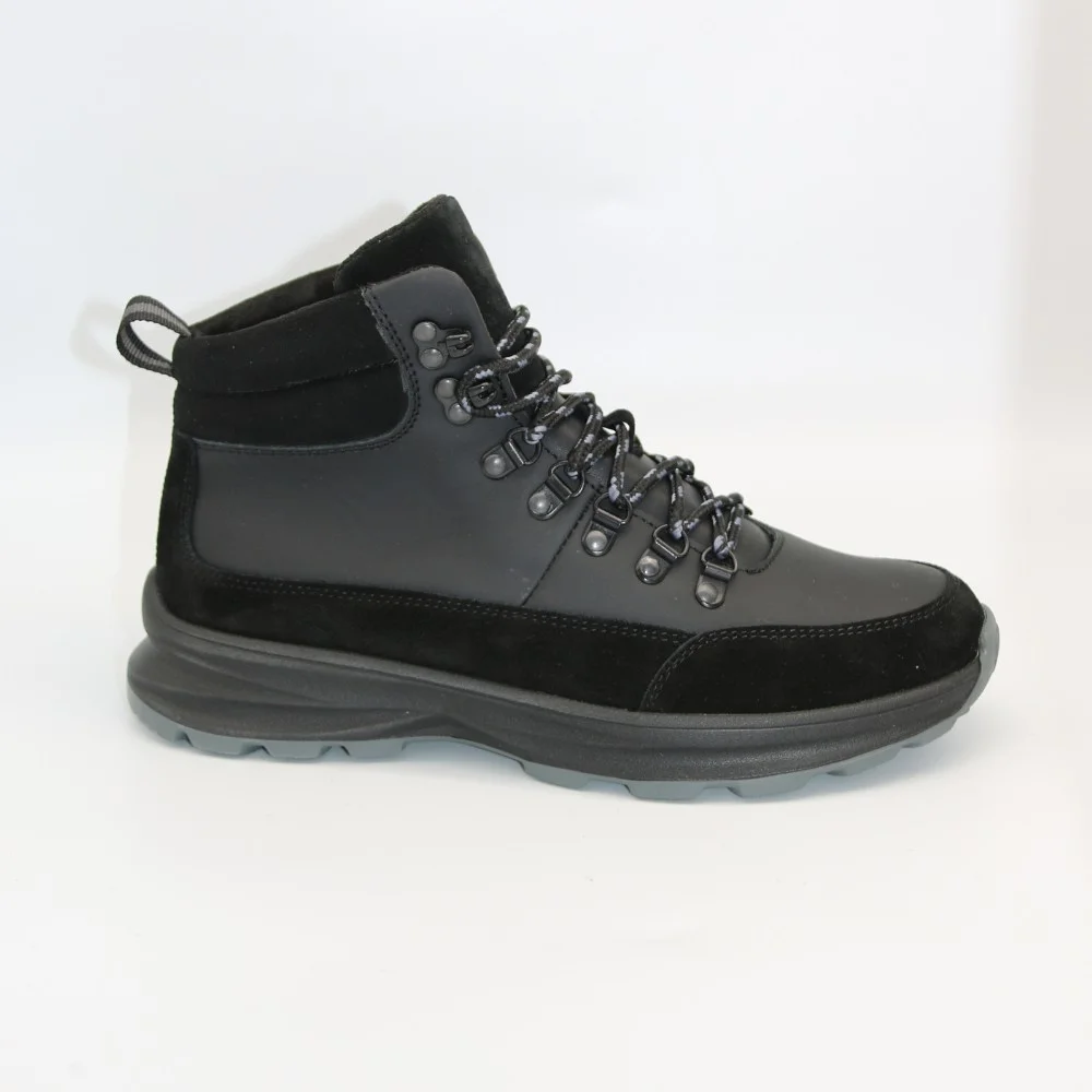 Чоловічі зимові черевики Alex Bens 01-col 6074 з натуральної шкіри та вовни, чорні у стилі Columbia Fairbanks и Badura Charlie