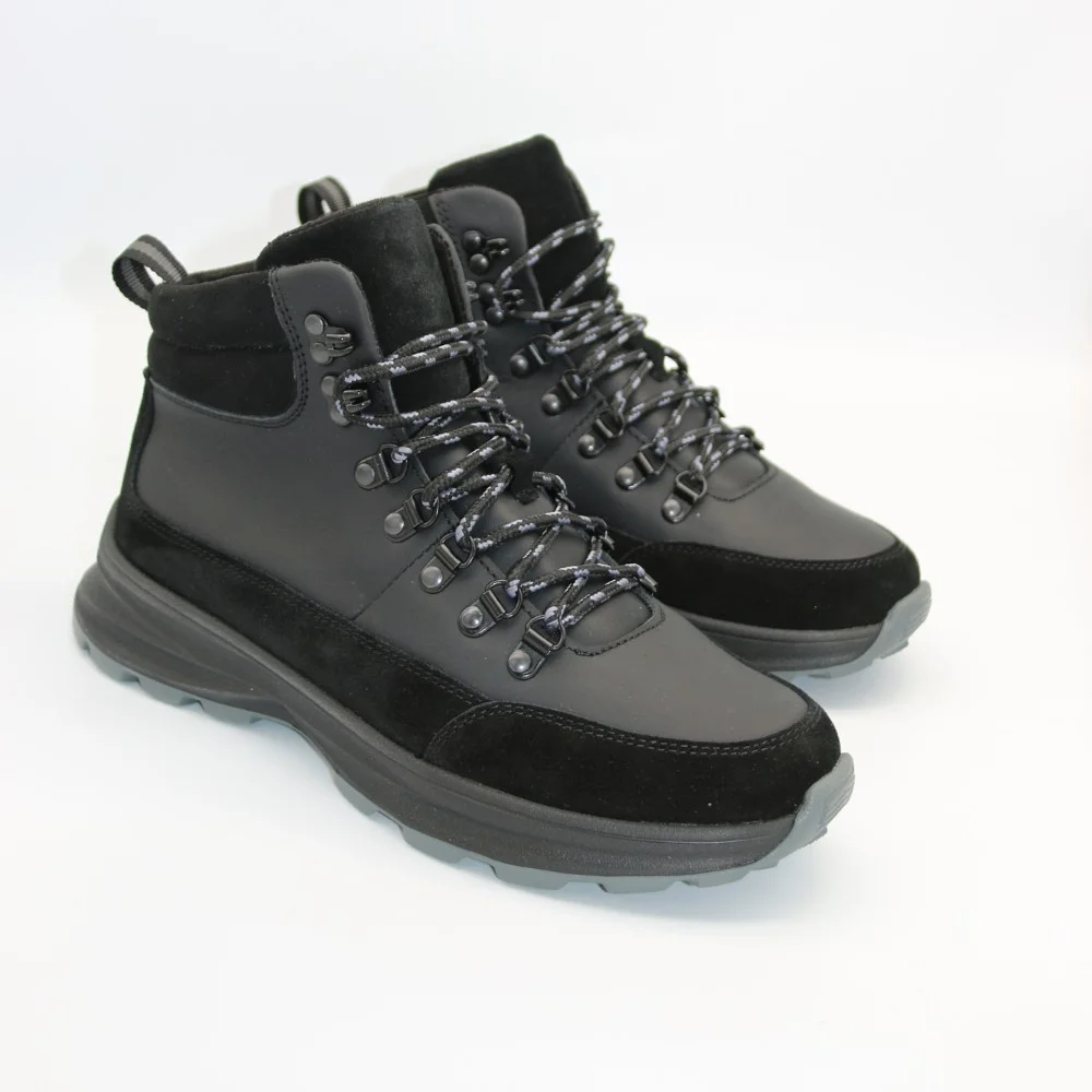 Чоловічі зимові черевики Alex Bens 01-col 6074 з натуральної шкіри та вовни, чорні у стилі Columbia Fairbanks и Badura Charlie
