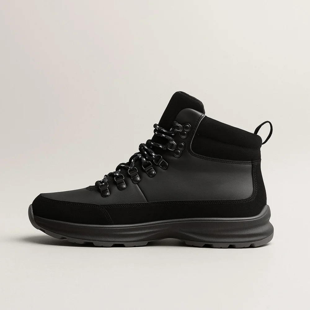 Чоловічі зимові черевики Alex Bens 01-col 6074 з натуральної шкіри та вовни, чорні у стилі Columbia Fairbanks и Badura Charlie