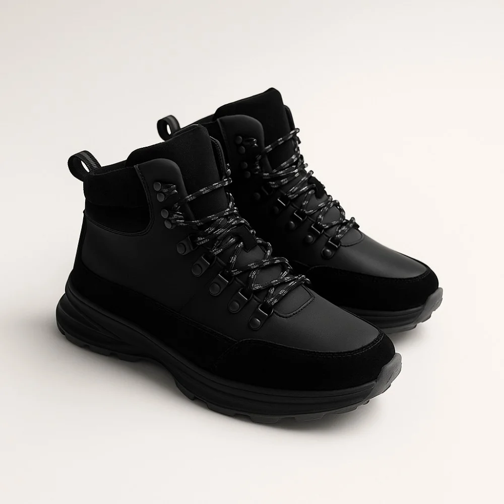 Чоловічі зимові черевики Alex Bens 01-col 6074 з натуральної шкіри та вовни, чорні у стилі Columbia Fairbanks и Badura Charlie