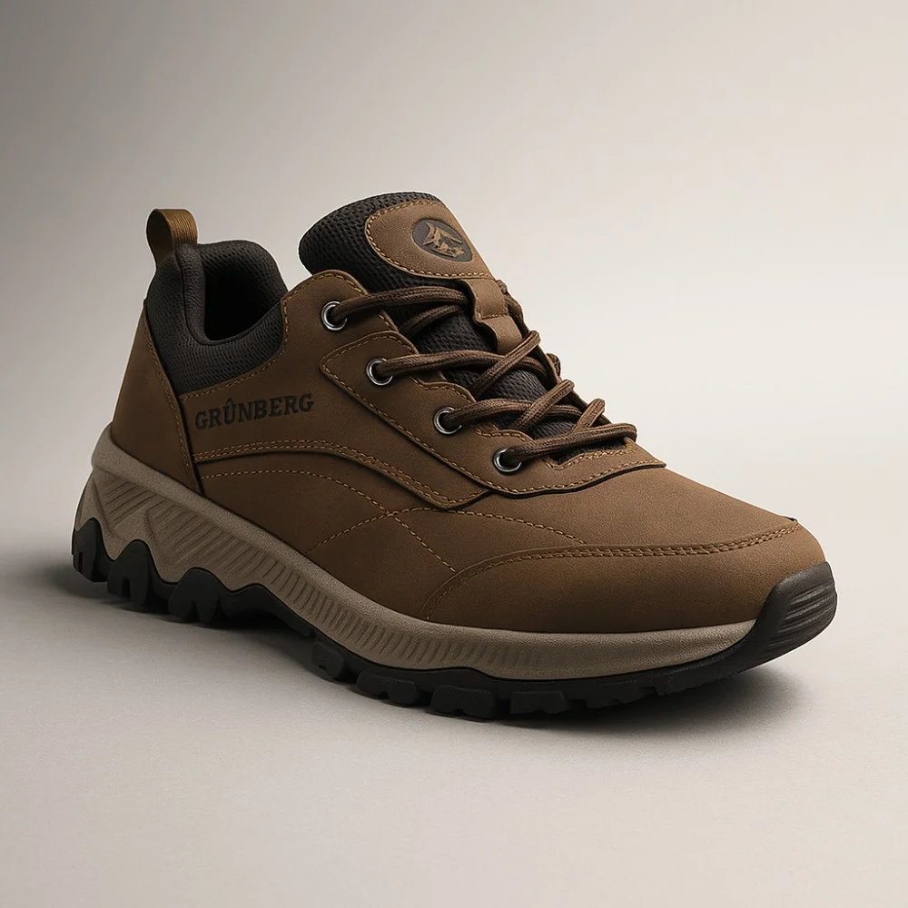 Мужские коричневые кроссовки Grunberg 148153/04-03 6077 натуральная кожа Gore-Tex и подкладка NanoTex тепло и защита