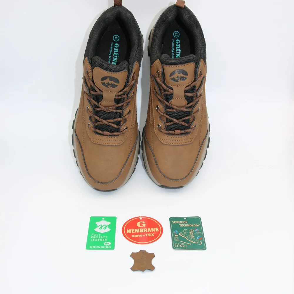 Мужские коричневые кроссовки Grunberg 148153/04-03 6077 натуральная кожа Gore-Tex и подкладка NanoTex тепло и защита