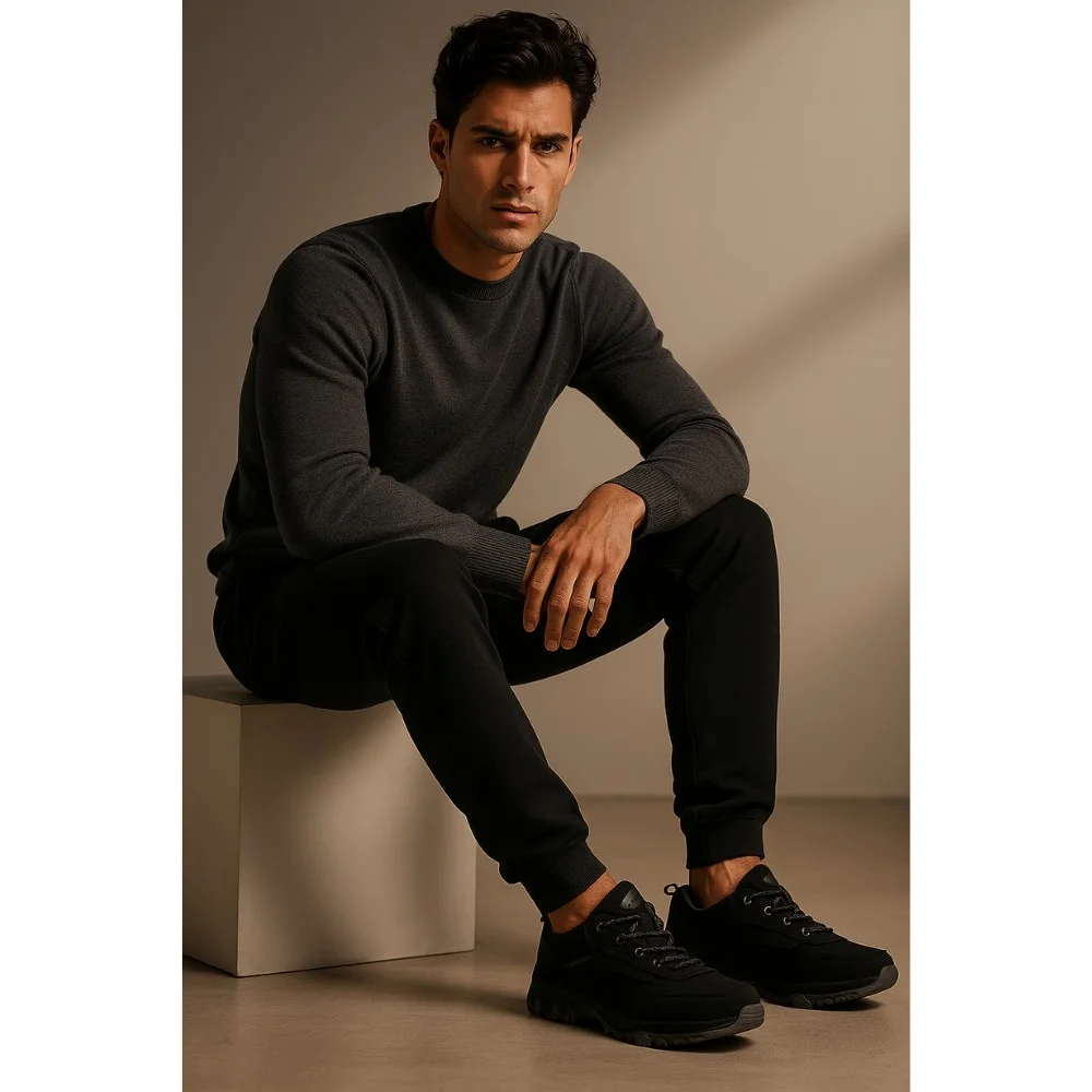 Мужские чёрные кроссовки Grunberg 148153-04-01 6078 с Gore-Tex и NanoTex