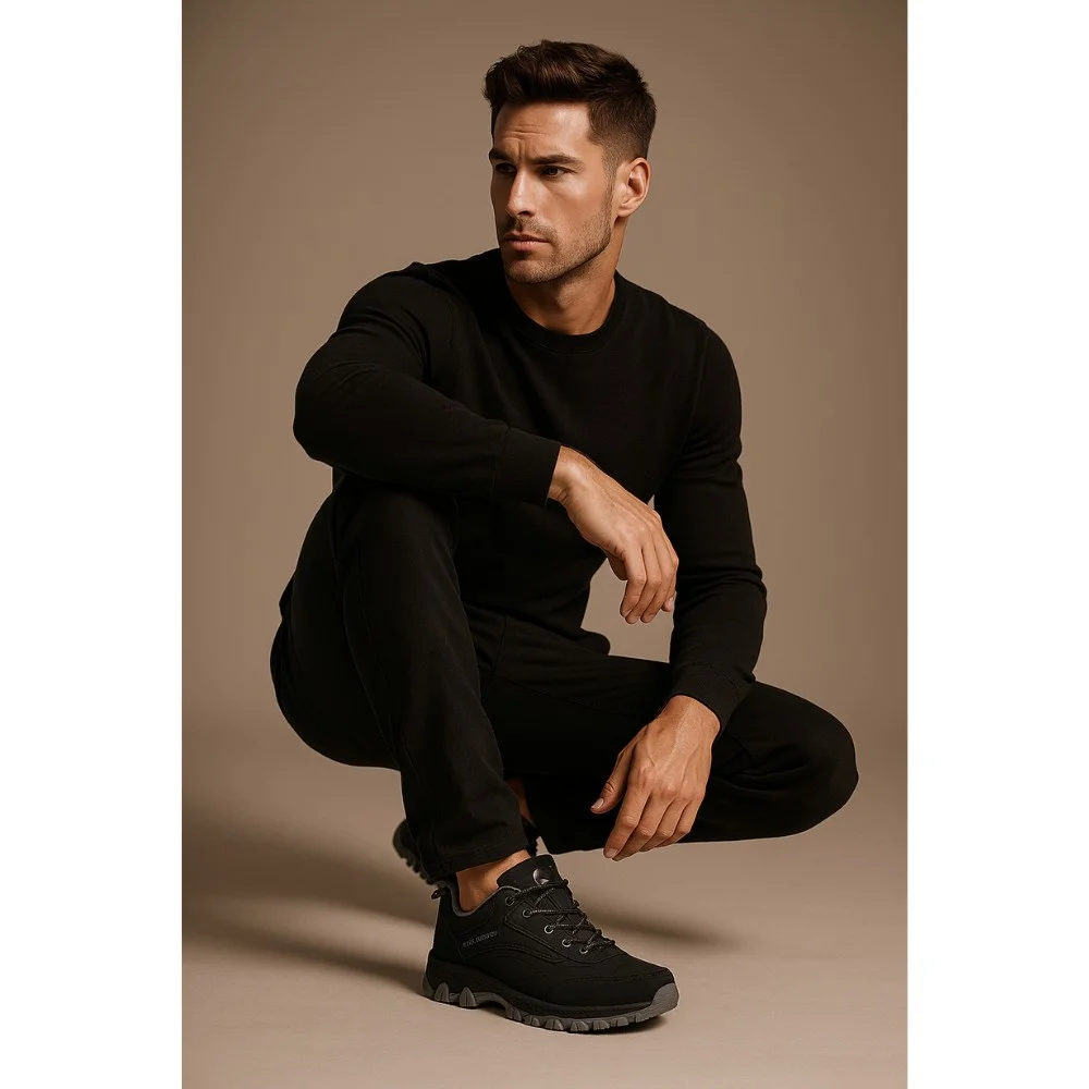 Мужские чёрные кроссовки Grunberg 148153-04-01 6078 с Gore-Tex и NanoTex