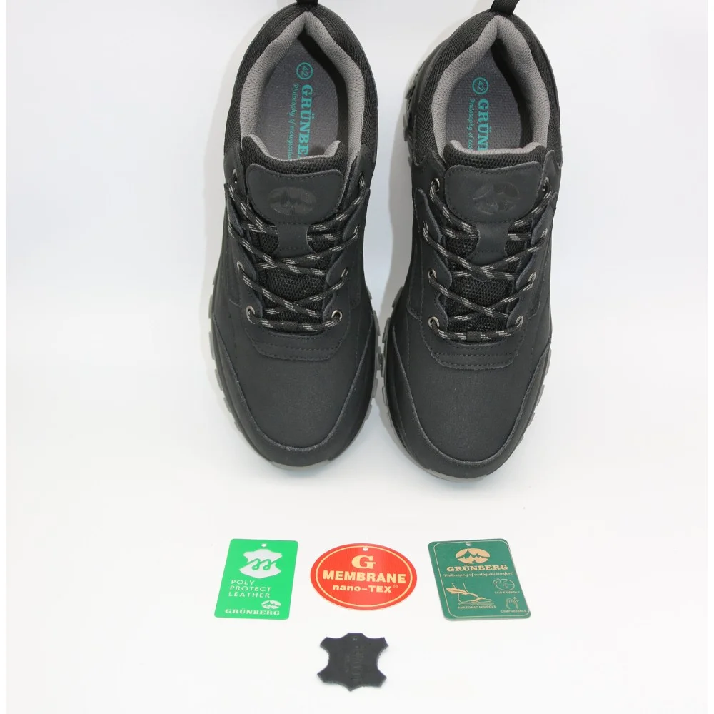 Мужские чёрные кроссовки Grunberg 148153-04-01 6078 с Gore-Tex и NanoTex