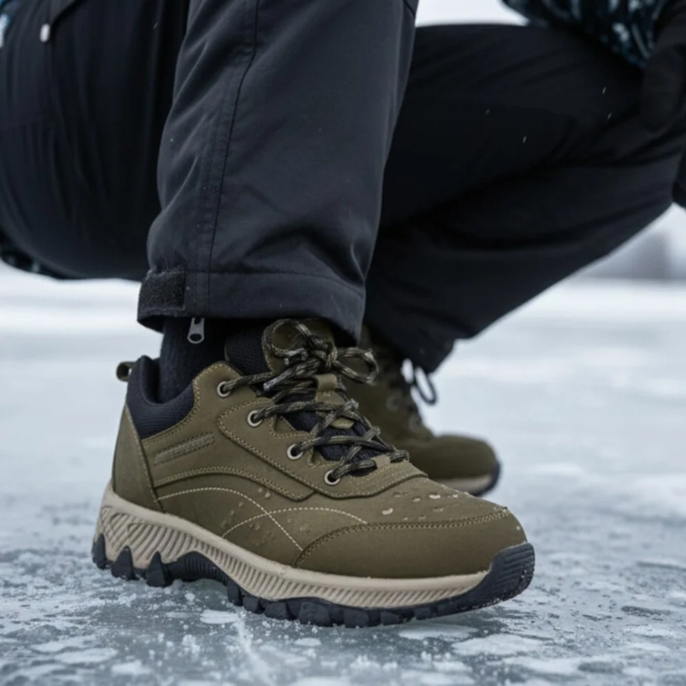 Чоловічі трекінгові кросівки хаки Grunberg 148153-04-02 6079 з натуральної шкіри, з утепленням, мембраною Gore-Tex та підкладкою NanoTex