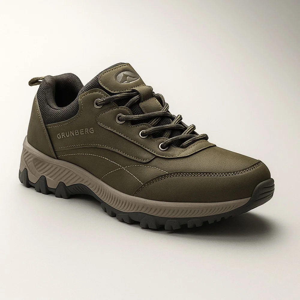 Чоловічі трекінгові кросівки хаки Grunberg 148153-04-02 6079 з натуральної шкіри, з утепленням, мембраною Gore-Tex та підкладкою NanoTex