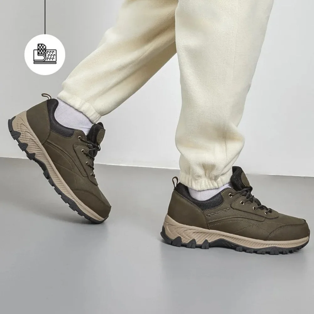 Чоловічі трекінгові кросівки хаки Grunberg 148153-04-02 6079 з натуральної шкіри, з утепленням, мембраною Gore-Tex та підкладкою NanoTex