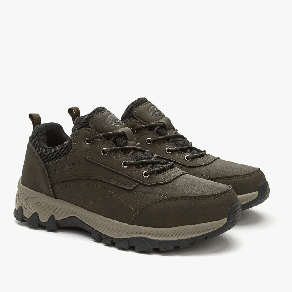 Чоловічі трекінгові кросівки хаки Grunberg 148153-04-02 6079 з натуральної шкіри, з утепленням, мембраною Gore-Tex та підкладкою NanoTex