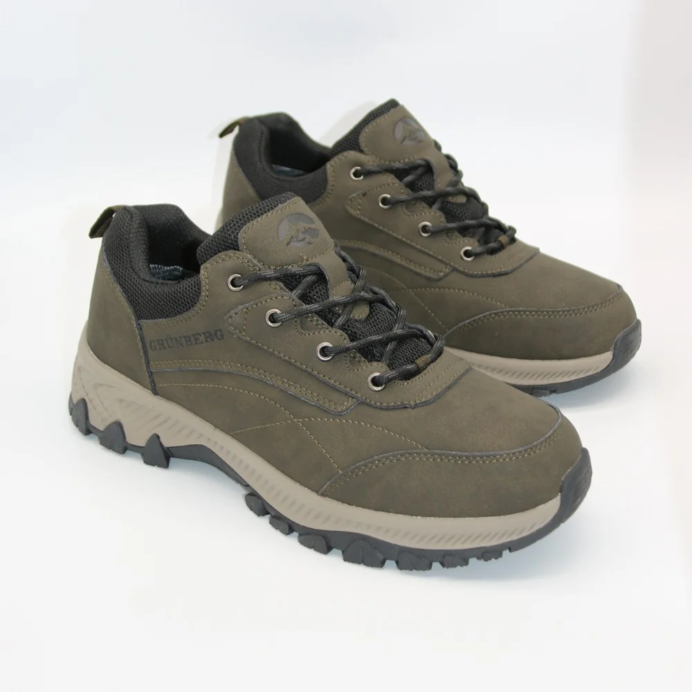 Чоловічі трекінгові кросівки хаки Grunberg 148153-04-02 6079 з натуральної шкіри, з утепленням, мембраною Gore-Tex та підкладкою NanoTex