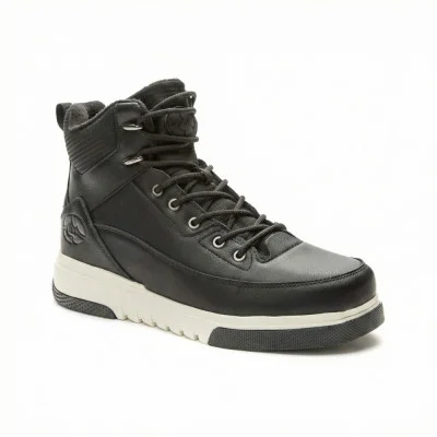 Men's black winter boots Grunberg 148198-13-01 6081 made of genuine leather with natural wool insulation from the Italian brand