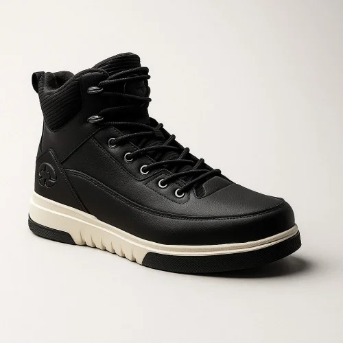 Men's black winter boots Grunberg 148198-13-01 6081 made of genuine leather with natural wool insulation from the Italian brand