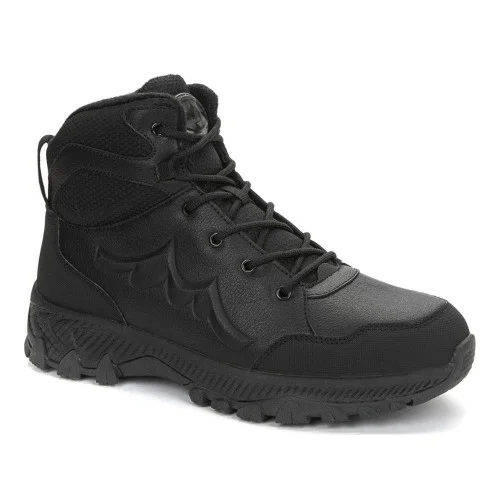 Men's black winter boots Grunberg 148153-14-01E 6082 made of genuine leather with wool insulation from the Italian brand