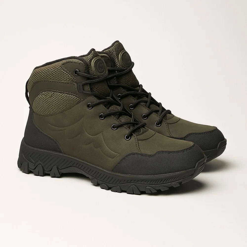 Чоловічі зимові черевики хакі GRUNBERG 148153-14-03 6083 з натуральної шкіри та вовною