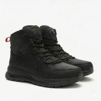 Men's black winter boots Grunberg 148193-10-01E 6085 made of genuine leather with natural wool insulation, Italian brand