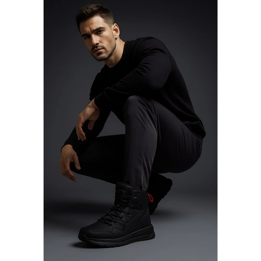 Grunberg 148193-10-01E 6085 - чорні чоловічі зимові черевики з натуральної шкіри та вовни