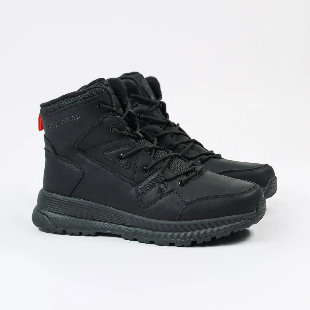 Grunberg 148193-10-01E 6085 - чорні чоловічі зимові черевики з натуральної шкіри та вовни